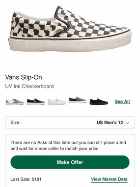 Vans UV Ink Checkerboard Slip-On 12 NIB
